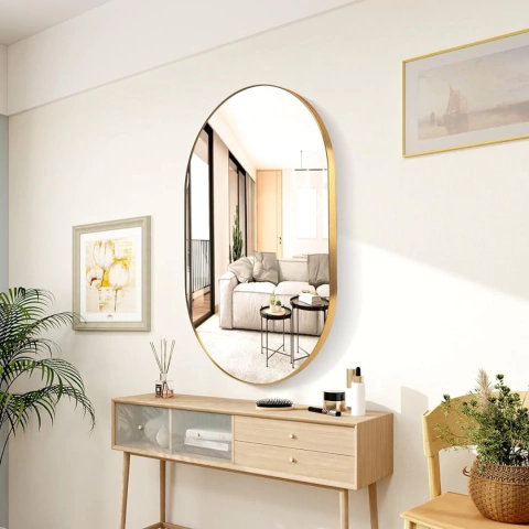 ESPEJO OVALADO CON MARCO DE ALUMINIO ARTEMISA (GOLD)