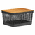 CESTO ORGANIZADOR NEGRO CON TAPA DE BAMBOO 8 L