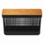CESTO ORGANIZADOR NEGRO CON TAPA DE BAMBOO 8 L - comprar online
