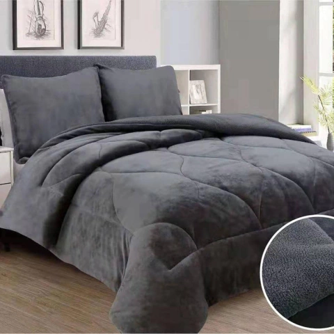 EDREDÓN DOBLE FAZ FANNEL Y CORDERITO / CITY BLANCO - TWIN SIZE