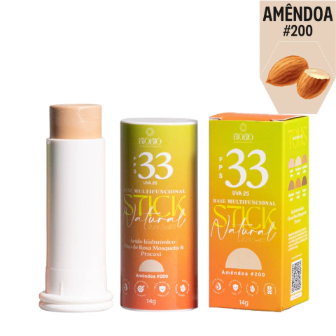 Protetor solar com cor: tom amêndoa #200 - Biobio - 14g