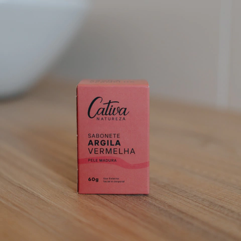 Sabonete de Argila Vermelha Natural - Pele Madura - 60g – Cativa Natureza