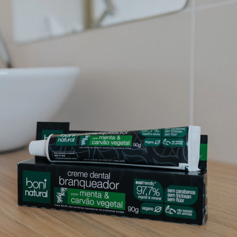 Creme Dental Natural Boni - Menta e Carvão Vegetal - 90g