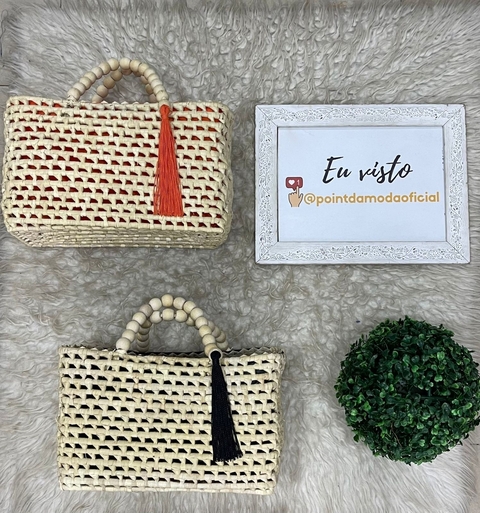BOLSA DE PALHA QUADRADA