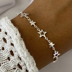 pulsera acero blanco en oro 17 a 20cm (cod 13600)