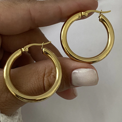 Argollas acero dorado 30mm Par (Cod 15336)