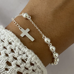 Pulsera acero blanco 18 a 21cm (cod 15592)