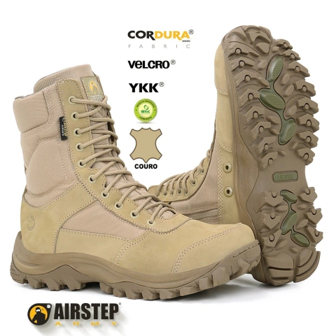 Bota Tática Easy Boot com zíper lateral 8628-25 Tan - Bazar militar - Manaus - Amazonas - Airstep - Forhonor - Coturno - Bota - Calçado - Ziper lateral - Leve - Confortável - Conforto - Easy Boot - Flutuabilidade - Resistencia 
