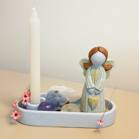 Altar Anjo da Guarda - Anjo + Cristais + Bandeja - comprar online