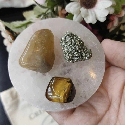 Kit Prosperidade (Pirita + Olho de Tigre + Citrino)