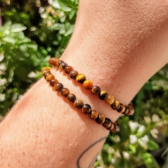 Pulseira de Olho de Tigre - Coragem e Autoconfiança - Esfera de 4 mm na internet