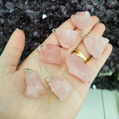Pingente de Quartzo Rosa - Pedra Bruta na internet