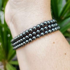 Pulseira De Hematita - Coragem e Autoconfiança - esfera - Ametysta - Loja de Cristais e Produtos de Bem Estar, Holísticos e Místicos