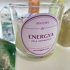 Energya - Vela Aromática Laranja Goji + Cristais dos Chakras - Ametysta - Loja de Cristais e Produtos de Bem Estar, Holísticos e Místicos