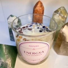 Energya - Vela Aromática Laranja Goji + Cristais dos Chakras