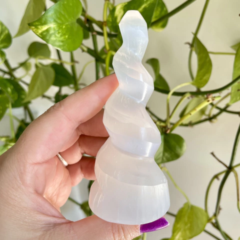 Espiral Ponta de Selenita - Limpeza Energética