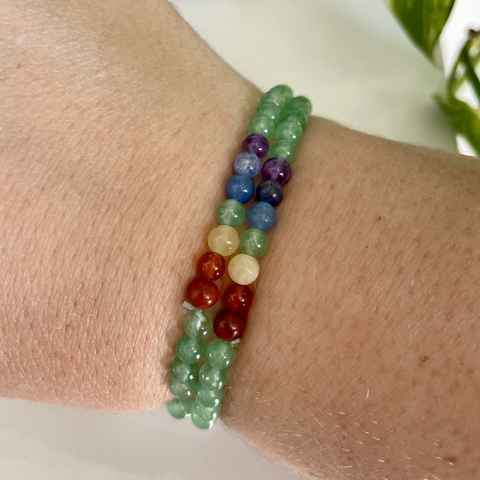 Pulseira de Quartzo Verde + Chakras - Saúde e Equilíbrio Energético