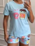 Trijama Feminino 3 Peças Camisa Baby Look e Regata Com Short Emoji | Azul Bebê - comprar online