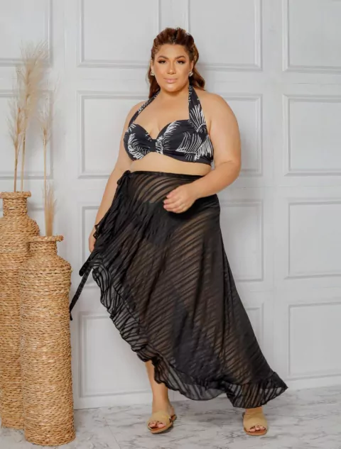 Biquíni Plus Size Serena | Preto c/ Branco - BellaMar