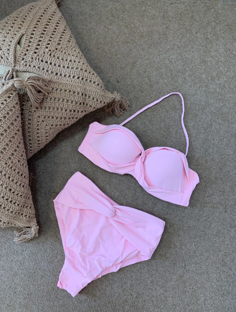Biquini Aro Meia Taca com Bojo e Calcinha HotPant Genevive | Rosa na internet