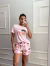 Trijama Feminino 3 Peças Camisa Baby Look e Regata Com Short Emoji | Rosa Bebê - comprar online