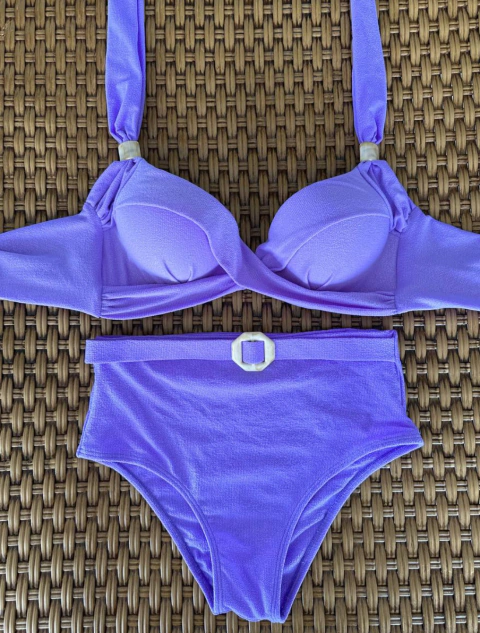 Biquíni Plus Size Alta Sustentação Top Com Bojo e Calcinha Hot Pant Rainha | Lilás