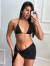 Trijunto Cortininha Com Bojo Calcinha Fina e Saia Curta Amarracao Lateral Virginia | Preto