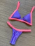 Biquíni Top Fixo Triangular Canelado Acetinado Cal Tiras Finas Mahina | LILÁS / ROSA NEON