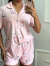 - Pijama Feminino Americano Shorts E Camisa De Botões Gatinho | Rosa - comprar online