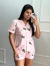 Pijama Feminino Americano Shorts E Camisa De Botões Cachorrinho | Rosa na internet