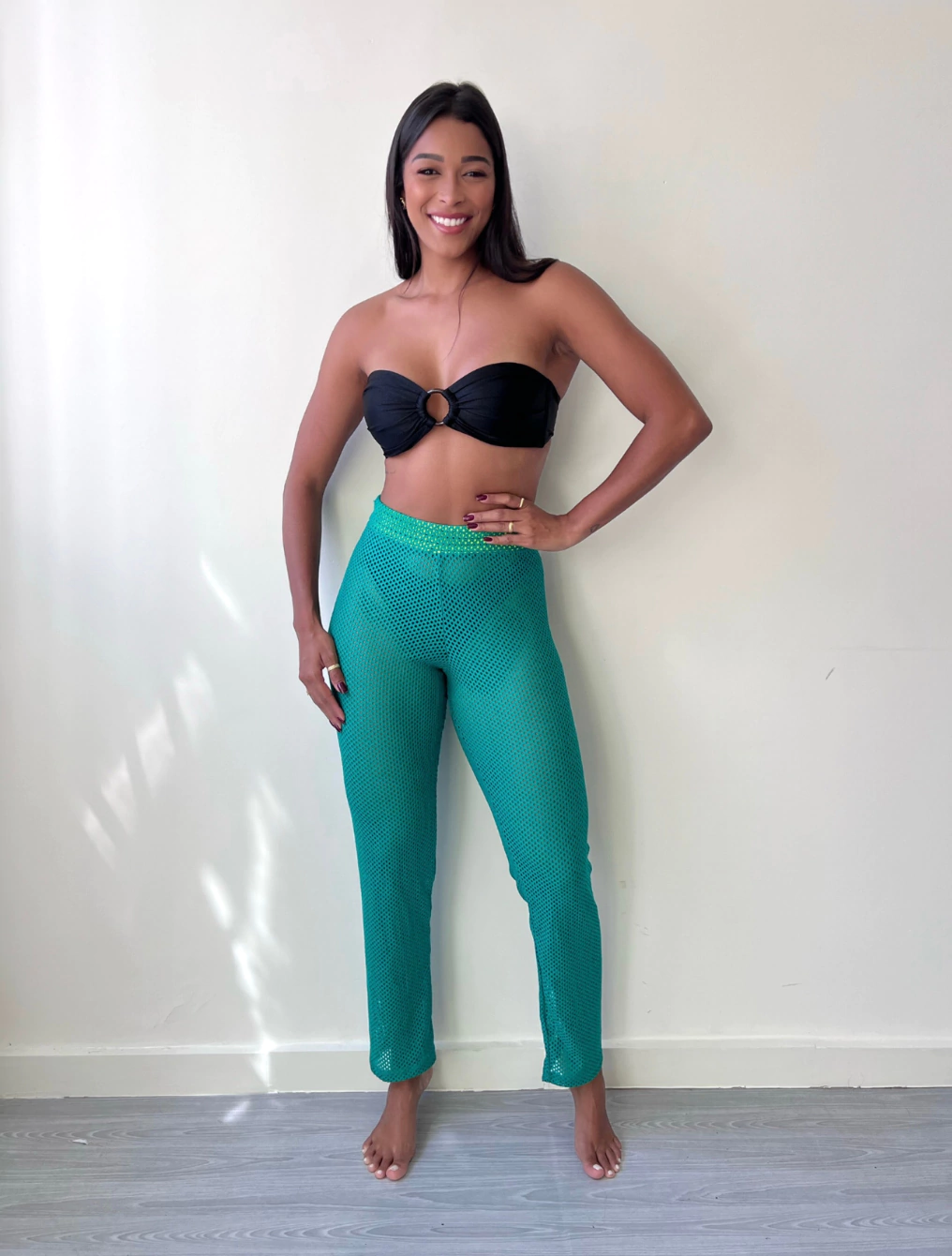 Calça Vazada Slim | Verde