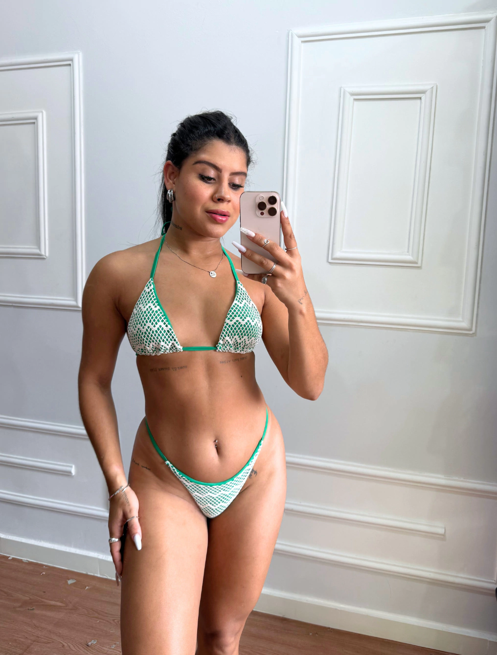 Biquíni Top Cortininha Com Bojo E Calcinha Fitinha Empina Bumbum Bahia | Verde