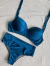 Biquíni Plus Size Alta Sustentação Top Com Bojo e Calcinha Hot Pant Kimberly | Azul na internet