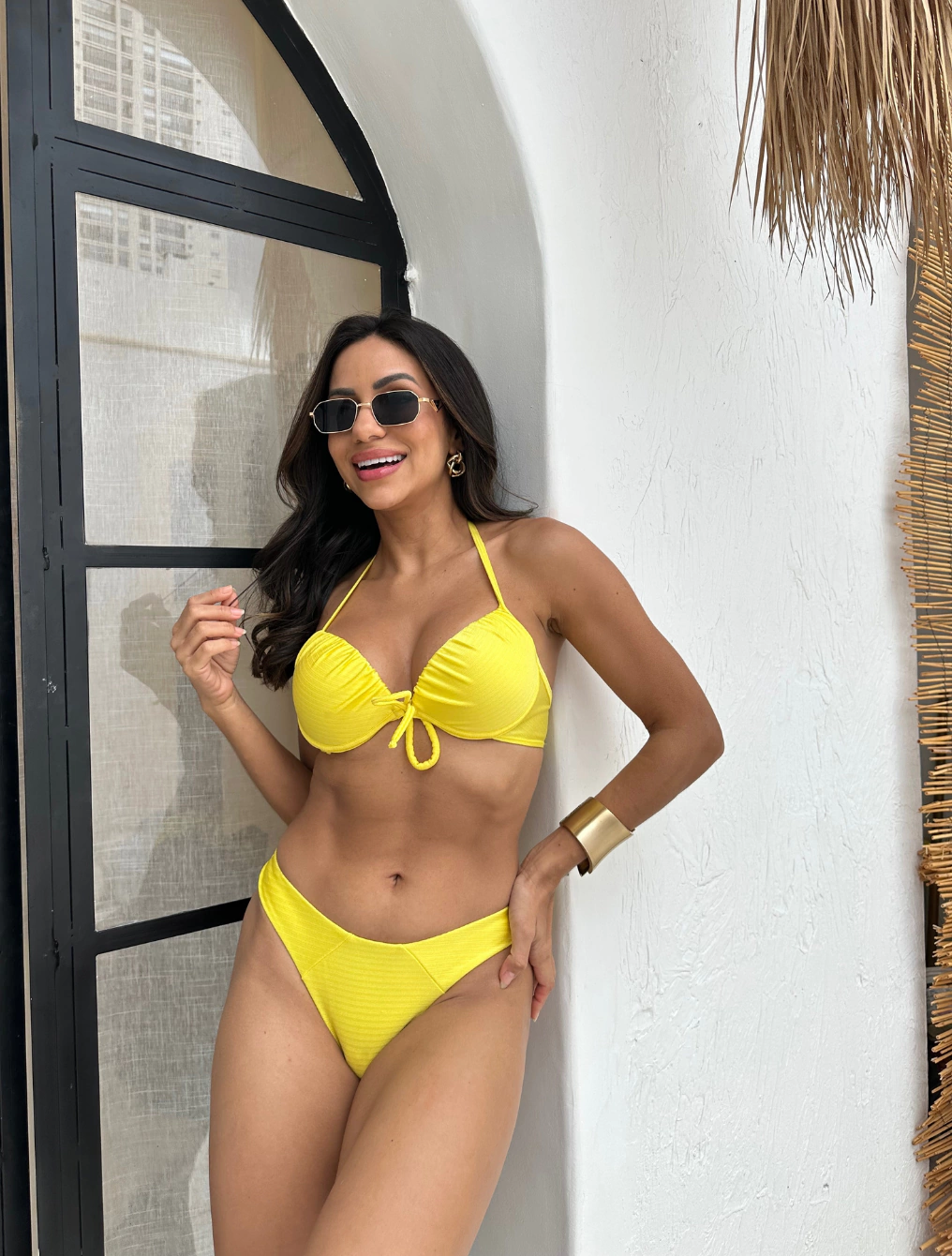 Biquini Aro Meia Taca Com e Amarracao Calcinha Asa Delta Fio Duplo Maceio | Amarelo