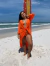 Saída Longa Amarração Frontal Poliéster Beach Sun | Laranja - comprar online