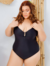Maiô Plus Size Sofia Loren Com Detalhe Frontal | Preto - BELLA MAR ATACADO