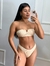 Biquíni Top Cropped Com Argola e Bojo Calcinha Larga Fio Duplo Marrocos | Bege