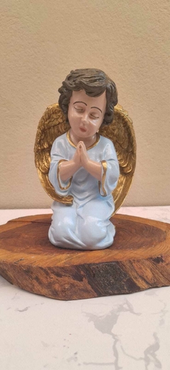 Anjo Ajoelhado azul 22 x 15 cm- gesso