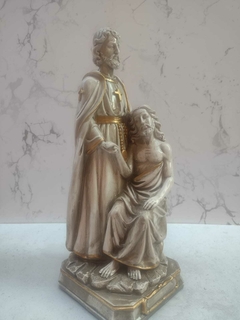 São Camilo de Léllis 33 cm - gesso - imitação de pedra - loja online