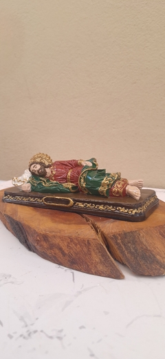 São José dormindo 20 cm gesso maciço - Sancte Ioseph