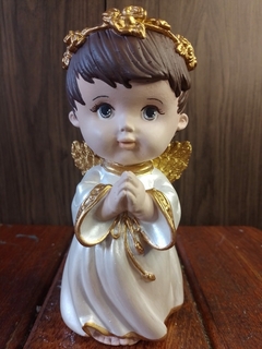 Anjo Rezando com Coroa de Flores (Branco)