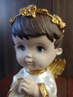 Anjo Rezando com Coroa de Flores (Branco) - loja online