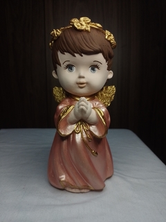 Anjo Rezando com Coroa de Flores (Rosa)