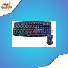 Kit Gaming Teclado com Mouse USB Iluminação LED rgb Efeito Crackeado Padrão ABNT2 Exbom BK-G600