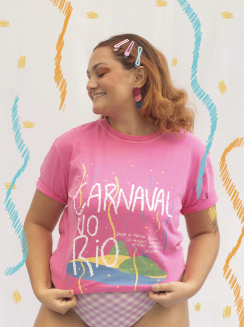 Camiseta Carnaval no Rio Rosa