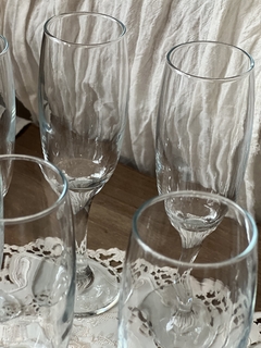 Set x 9 COPAS Champagne. Semi cristal 21 cbm alto. - tienda online