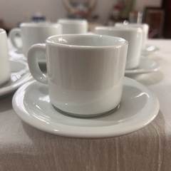 Juego de 6 duos de café + lecherita. Porcelana Schmidt Brasil. - El campito antigüedades