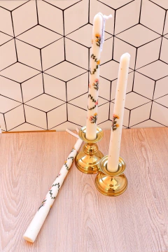 Kit 3 velas palito para castiçal pintadas a mão - The Glowing Jar