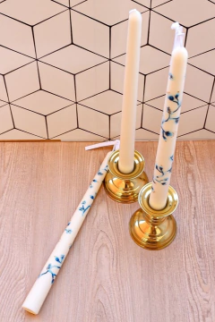 Kit 3 velas palito para castiçal pintadas a mão