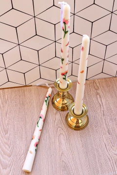 Imagem do Kit 3 velas palito, castiçal longo e castiçal curto